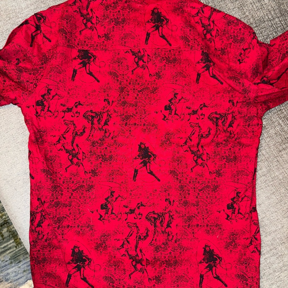 Women’s Red Vintage Cowgirl Wrangler Blues Western Farm Button Down Shirt NWT - Picture 5 of 5